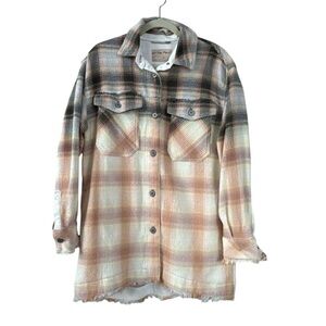 We The Free Anneli Plaid Oversized Shirt Jacket Size XS
